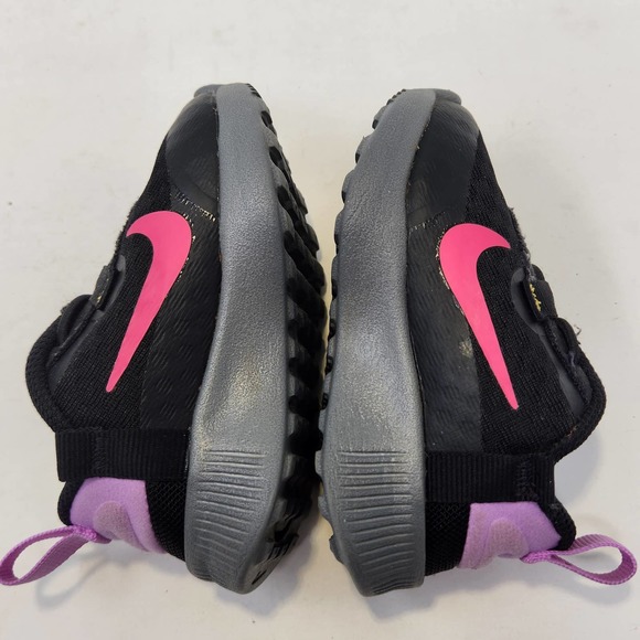 Nike Toddler Reposto TD Sneakers Atheltic Shoes 3C Black Fuchsia Glow Slip On - Picture 6 of 7